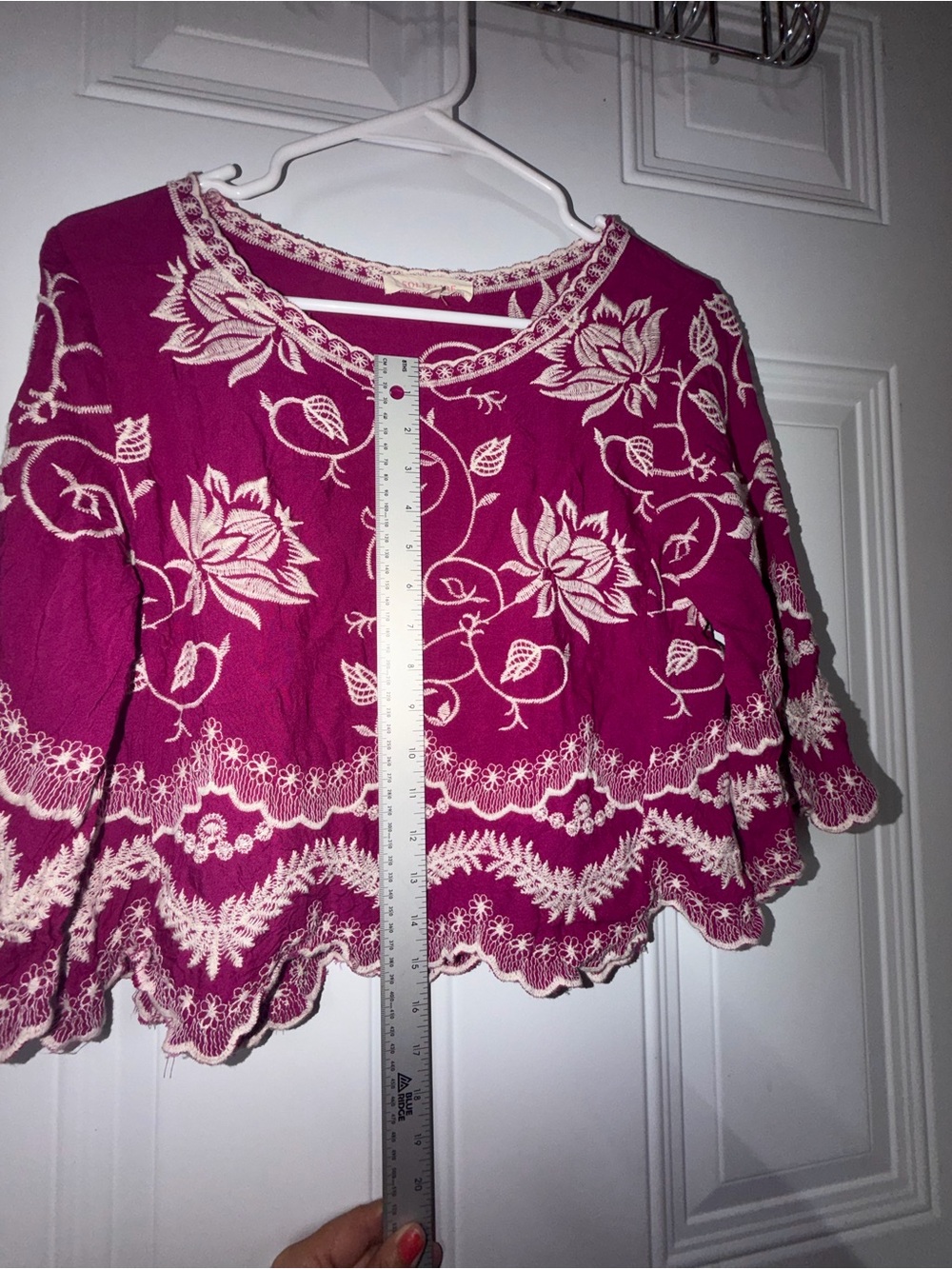 Solitaire Magenta Floral Embroidered Scoop Neck Sweater